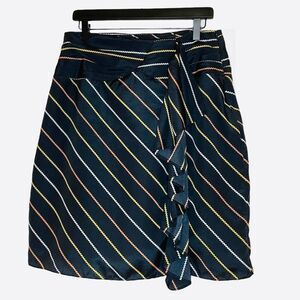 Downeast Basics Striped A Line Skirt Navy Blue Size Medium